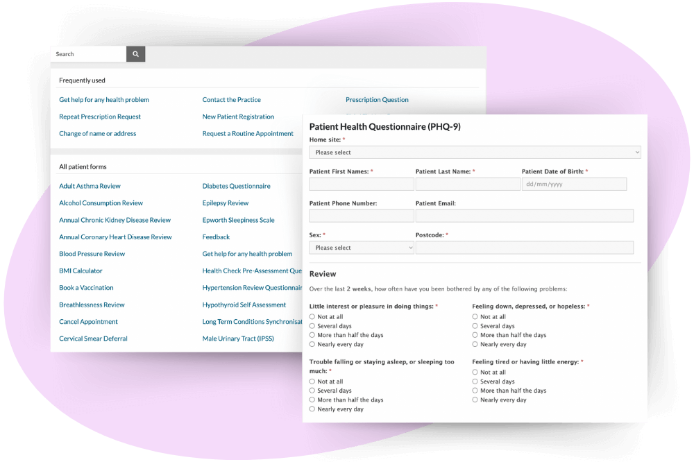 Send Patient Questionnaires Send Patient Forms for GP Practices